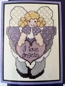 "I Love Angels" Munchkins Beaded Cross Stitch Kit - Sugarplum Express 311 5"x7" - Picture 1 of 3