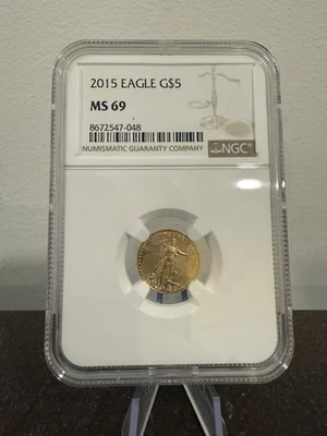 2015 American Eagle $5 Gold Coin 1/10 oz NGC MS 69 - Image 1 of 2