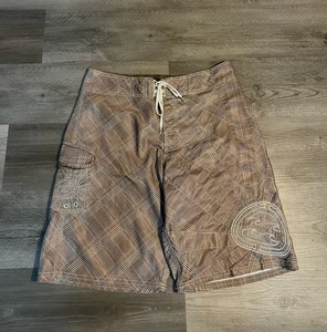 Insane Rare Vintage Billabong plaid Andy Irons board shorts 34 Waist - Picture 1 of 9