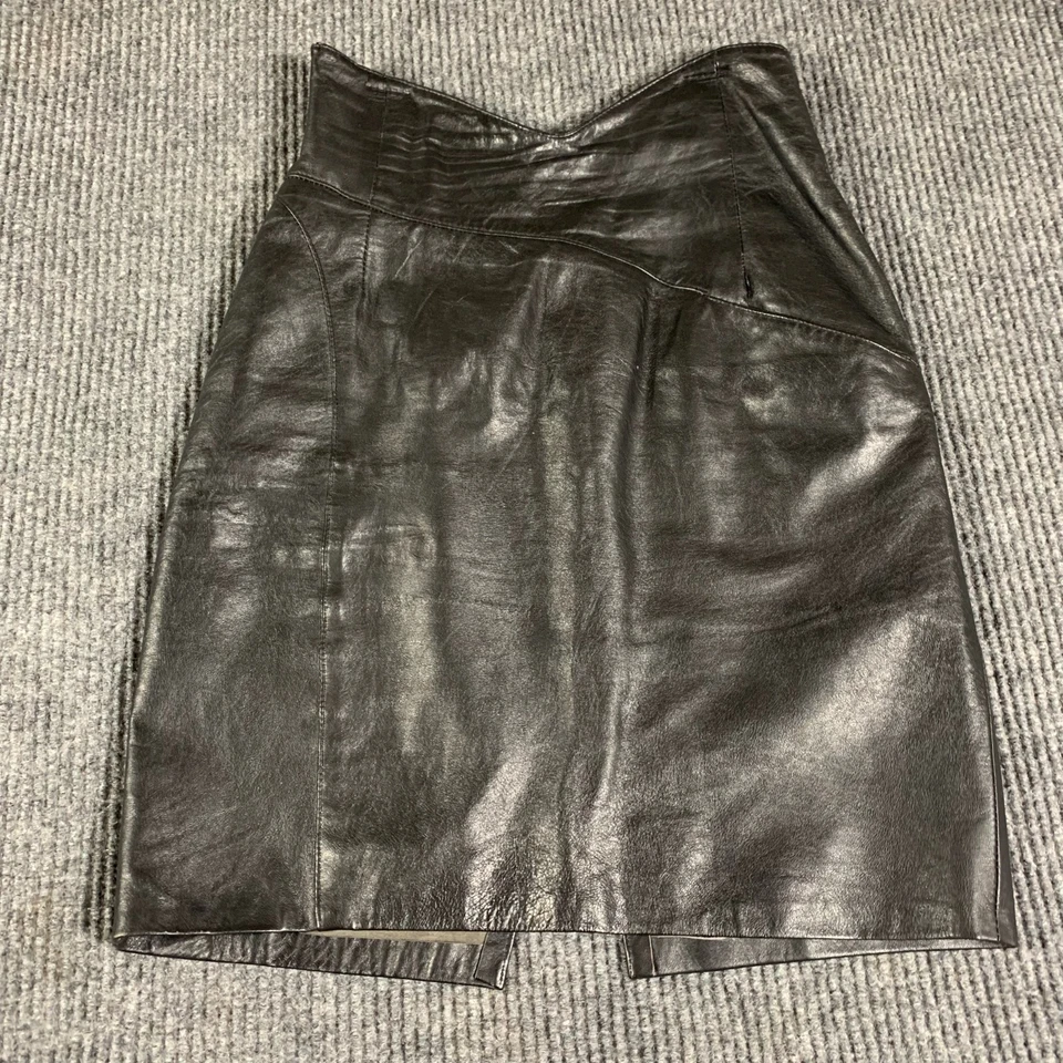Falda Forenza Vintage Mujer 8 Negra Cuero Suave Mini Corta Forrada Moto Italia Foto 1 de 4