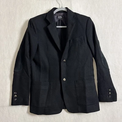 A.P.C. Women's Size XS Black Wool Laine 2 Button Elbow Patch Blazer Jacket - Image 1 of 4