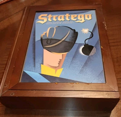 Stratego Board Game Vintage Games Collection Wooden Box Bookshelf - Image 1 of 4