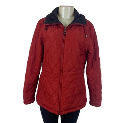 Chaqueta acolchada roja resistente a la intemperie para mujer sintética forrada Sherpa cremallera completa talla M Foto 1 de 4