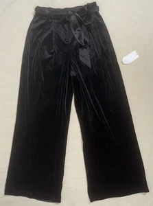 Universal Standard NWT Women’s 10 12 Black Velvet Wide Leg Pants Trousers Belt - Picture 1 of 9