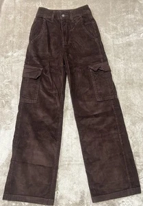 Pantalones holgados Hollister 00R talla 23 marrón pana tiro ultra alto otoño - Imagen 1 de 5