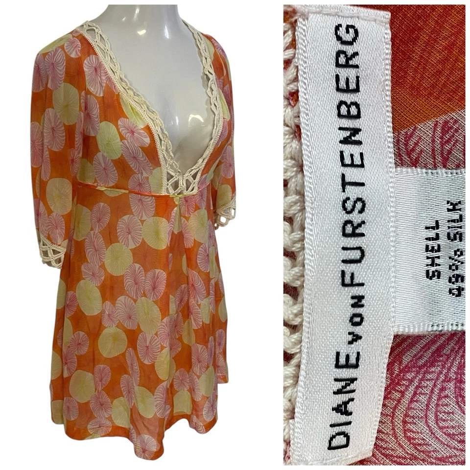 Diane von Furstenberg Swim Cover Up Womens Size Small Orange Beach Pool Vacation - Image 1 of 4