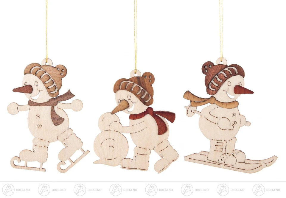 Behang Schneemänner Wintersportler II (6) Höhe =7cm NEU Erzgebirge Strauchbehang - Bild 1 von 1