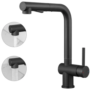 Küchenarmatur Wasserhahn ausziehbar mit 2 Strahlarten Einhebelmischer Edelstahl - Bild 1 von 9