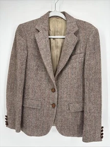 Vintage Harris Tweed Blazer Womens 10 Brown Herringbone 100% Scottish Wool - Picture 1 of 9