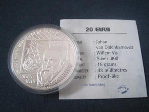 Niederlande 20 Euro 1997 "Johan van Oldenbarnevelt" Silber Zertifikat PP - Bild 1 von 2