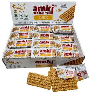 Amki Sesame Thins Classic, 36 x 1.05oz (30g) Packs-Free Shipping-Expiration 2027 - Picture 1 of 10