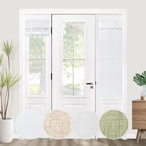 Linen French Door Curtain Sheer Blinds for Door Window Light Filtering Tie up Gl - Picture 1 of 6