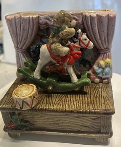 Vtg OTAGIRI By Gibson Industries “Toy Land” Bear On Rocking Horse MUSIC BOX - Picture 1 of 6
