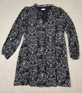 Spartina 449 Dress Medium Blue White Floral Shift Ruffle Flowy Boho Party Career - Picture 1 of 16
