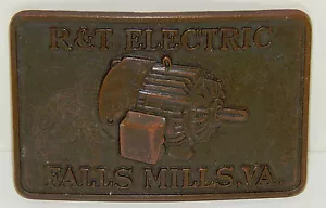 R & T Electric Brass Belt Buckle Falls Mills Virginia - Picture 1 of 4