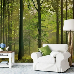 Wallpaper Mural bedroom wall decor 12.6x8.5 FT green summer forest trees - Picture 1 of 6
