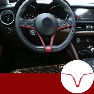 Отделка крышки рулевого колеса красная для Alfa Romeo Giulia Stelvio 2017-2019 ABS - Изображение 1 из 4