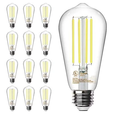 12 Pack E26 Base Vintage LED Edison Light Bulbs 60W Equivalent Dimmable 4000K... - Image 1 of 4