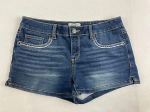 Mudd Shorts Girl's Size 16 Blue Denim Adjustable Waist Low Rise Wrinkle bleach - Picture 1 of 8