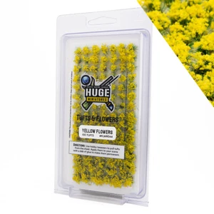 Huge Miniatures Flower Tufts, Yellow Huge Minis – 100 Self-Adhesive Grass Tufts - Picture 1 of 6