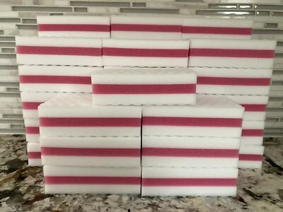 GENERIC 40 PACK DARK PINK Melamine Magic Sandwich Sponge Eraser Heavy Duty Extra Durable