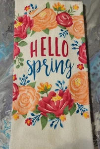 New 100% COTTON KITCHEN DISH TOWEL " Hello Spring Pastels Flowers - Picture 1 of 2
