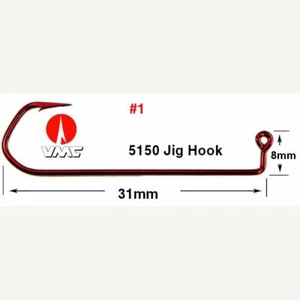 VMC Red Jig Hooks Model 5150 Jig Hooks Salt Water Boat Hooks Cod Ling Pollack - Picture 1 of 20