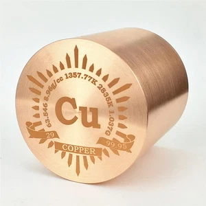 1Kg Finish Turning Copper Metal Cylinder 53×53mm 99.95% Engraved Periodic Table - Picture 1 of 3