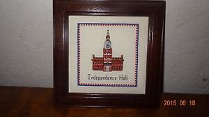 Independence Hall Building Finished Cross Stitch Framed 4th July Freedom New