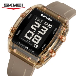 SKMEI Men Square Watch Electronic Watch Outdoor Stopwatch Boy Girl Digital Watch - Picture 1 of 31
