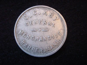 Harper, Kansas C.C. Aby General Merchandise Good For 25 Cents Merchandise Token - Imagen 1 de 2