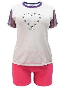 Italienisches Mi-a-mi ELFENBEIN reine Baumwolle Netzärmel Shortie Pyjama Set-Größe 10 bis 18 - Bild 1 von 6