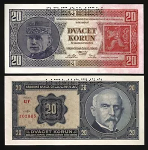 Czechoslovakia 20 Korun 1926, UNC, P-21s, Specimen - Picture 1 of 1