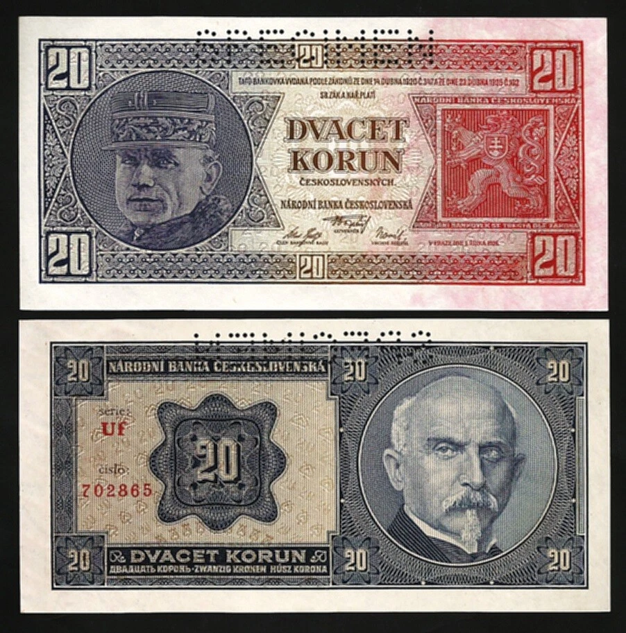 Czechoslovakia 20 Korun 1926, UNC, P-21s, Specimen - Image 1 of 1