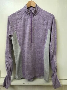 Lucy Purple Gray 1/2 Zip Pullover Ruched Long Sleeve Women's Size M Thumb Holes - Picture 1 of 3