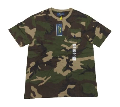 Polo Ralph Lauren 男孩绿色迷彩印花圆领短袖口袋 T 恤 — 第 1/3 张图片