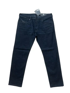 Pantalones de mezclilla Diesel Buster de pierna cónica para hombre RM060 azul oscuro $195 talla 36/30 - Imagen 1 de 7
