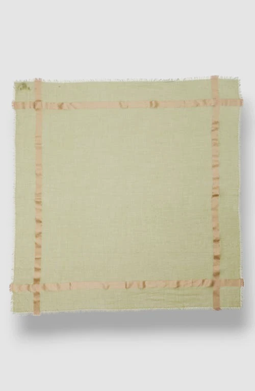 Loro Piana女式绿彩虹Maxi Carré羊绒丝绸条纹围巾 — 第 1/1 张图片