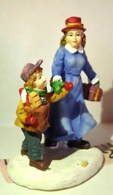 Figura de Navidad Grandeur Noel Victorian Village Sister and Brother Family 2002 Foto 1 de 4