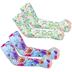 2 Pairs Farmers Gardening Arm Sleeves with Thumb Hole Sun Protection for Farming - Picture 1 of 7