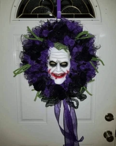 Halloween Joker Handmade deco mesh wreath - Picture 1 of 1