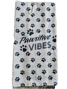 Nuevo saco de harina 100 % algodón toalla vibraciones pawsitivas 15 x 25 patas de perro - Imagen 1 de 2