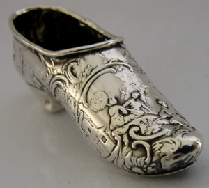 GERMAN HANAU STERLING SILVER SHOE PIN CUSHION 1909 SEWING NEEDLEWORK ANTIQUE - Picture 1 of 7