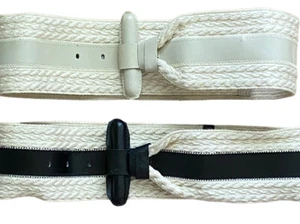 Two Vintage 80s 90s Stretch Belts Leather Ladies S - Picture 1 of 8
