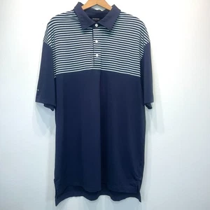 Dunning Golf Polo Camicia Uomo Extra Large Blu Righe Performance Manica Corta - Foto 1 di 11