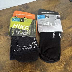 Icebreaker Men's Hike Lifestyle Merino Socks XL Ankle Crew Bundle x 2 - Picture 1 of 6