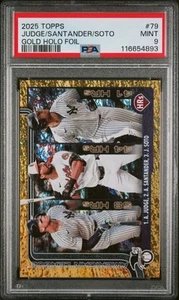 2025 Topps Series 1 #79 Aaron Judge / Santander/Soto /50 Gold Holo Psa 9 POP 1 - Picture 1 of 2