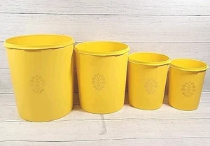 Vintage Tupperware Nesting Canister 4pc Set - No Lids - Yellow - Picture 1 of 13