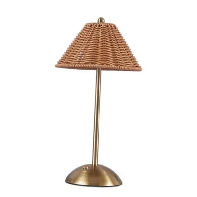 Lámpara de mesa de ratán boho, luz nocturna de mimbre, luces de lectura recargables LED, 3 1 Foto 1 de 4