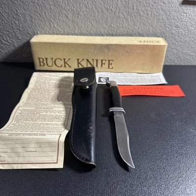 Vintage Pre-Date Code BUCK 102 USA Woodsman Fixed Blade Hunting Knife New Box - Image 1 of 4